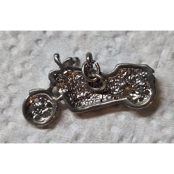 Motorcycle Pendant/Charm,  Silver & Red Metal Unisex - Picture 2 of 2